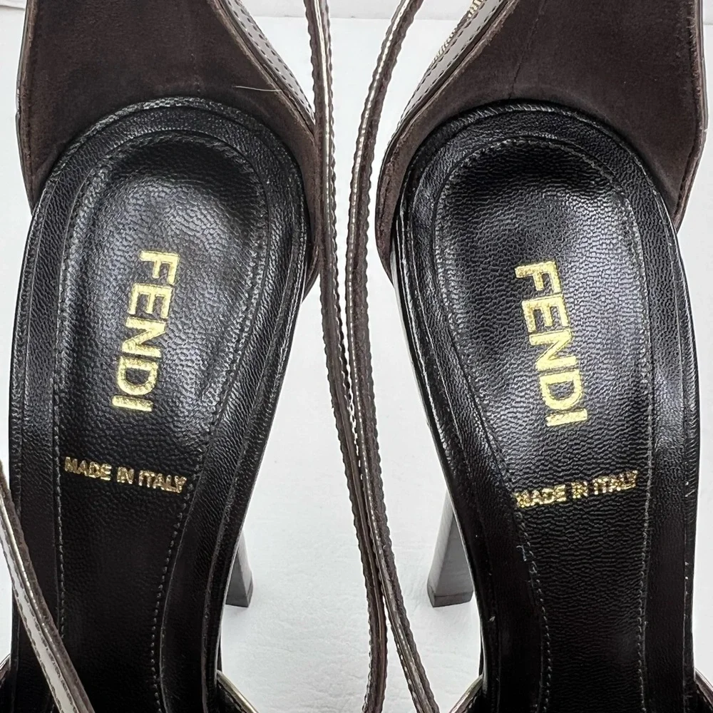 Fendi Brown Monogram Platform Heels